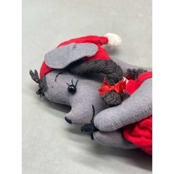 vtg handmade gray mouse plush Christmas toy decor night gown candle 10" READ - Picture 2 of 7